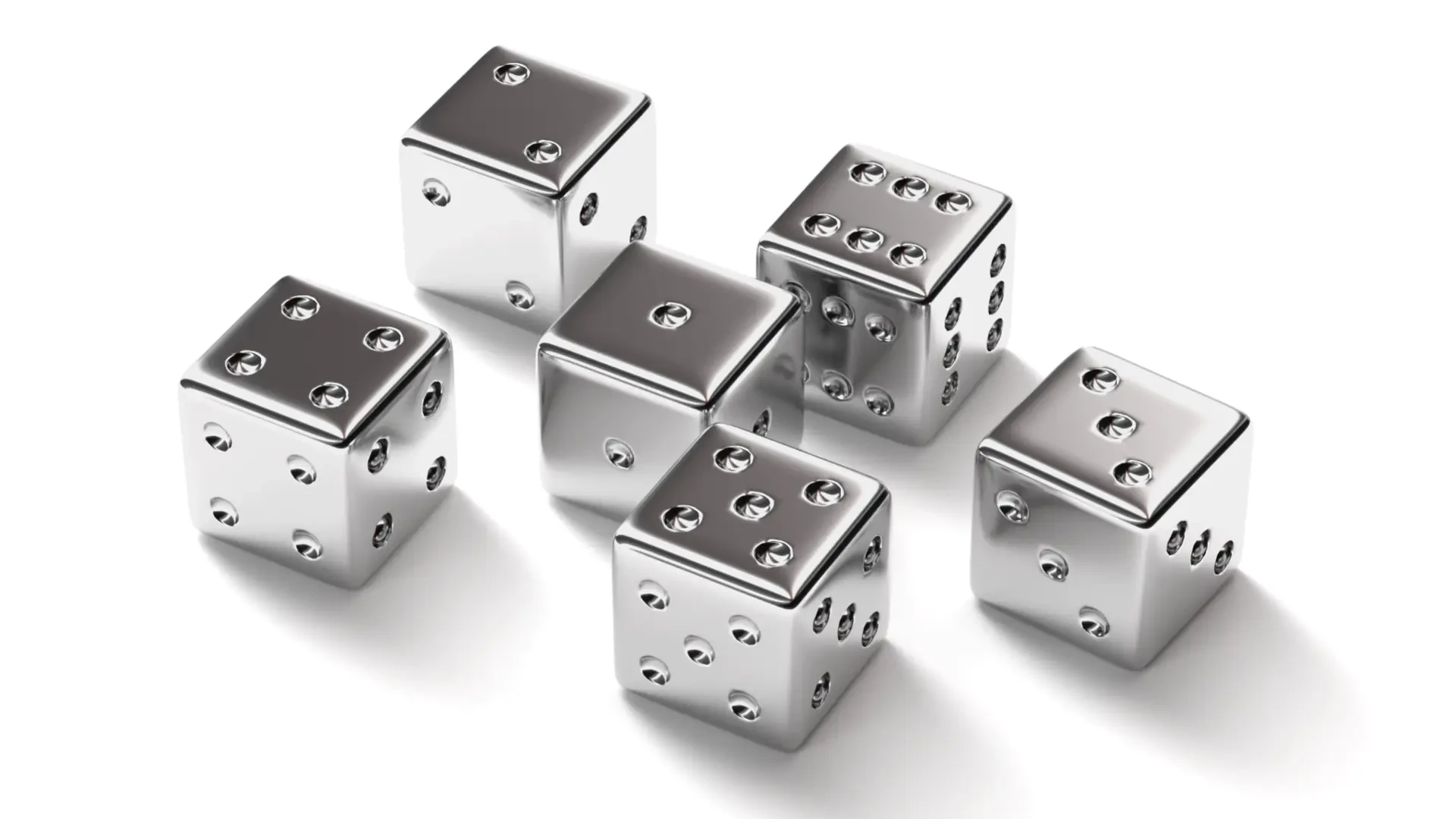 Luck: six silver dice, every face the same number
